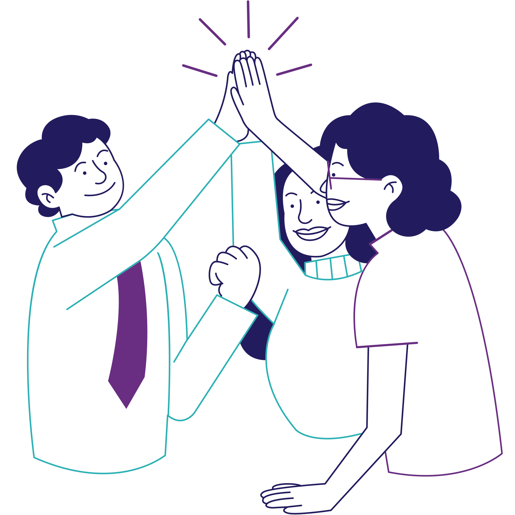 Colleagues high five Colleagues high five